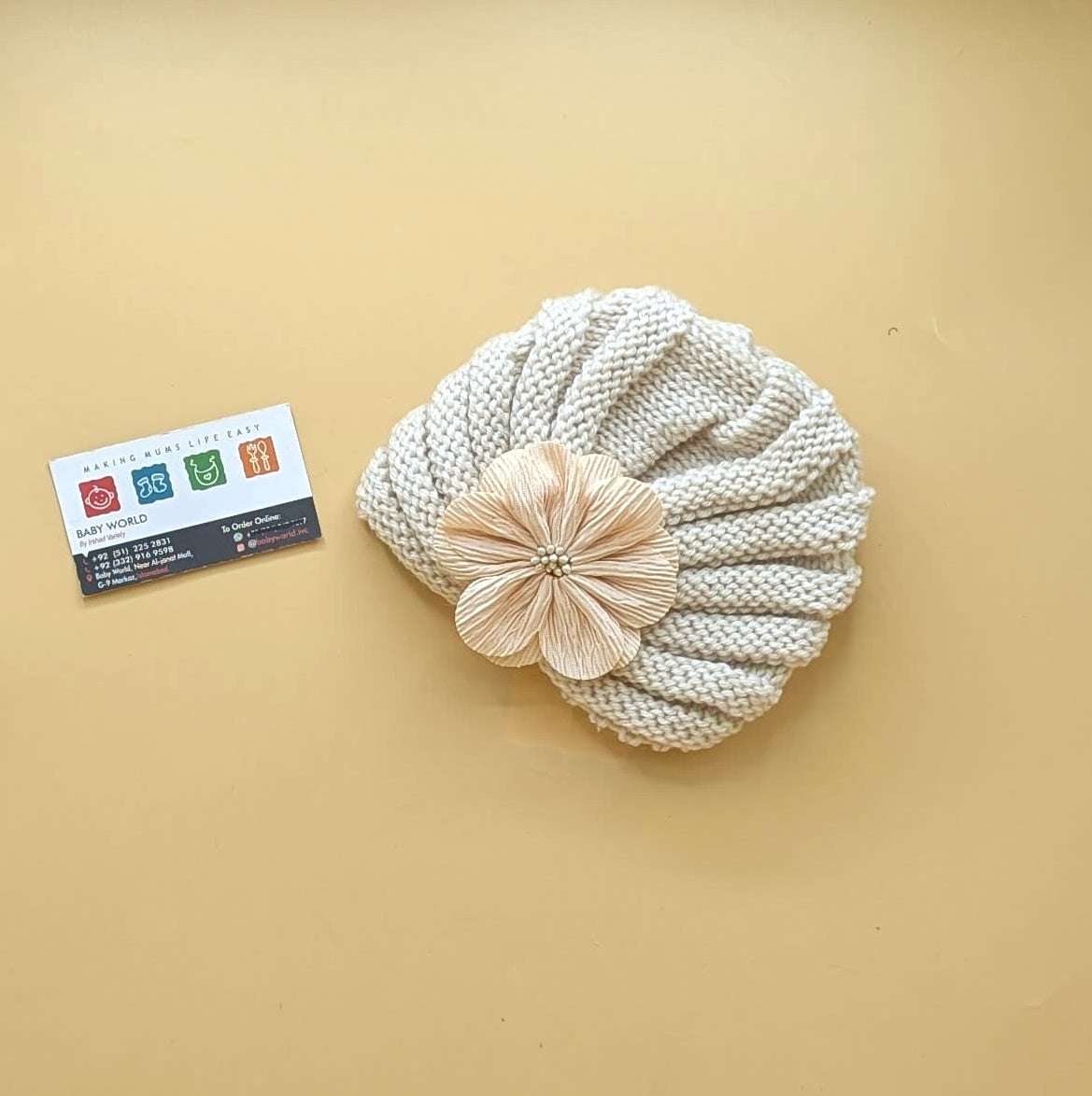 Baby Wool Cap - Floral - Winter - Image 3
